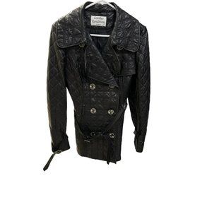 Leather Renditions Faux Leather Quilted Black Coat